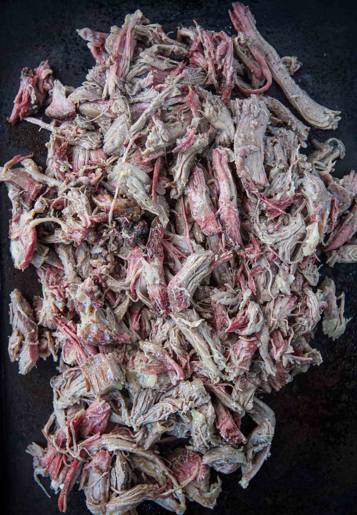 Smoked pulled lamb