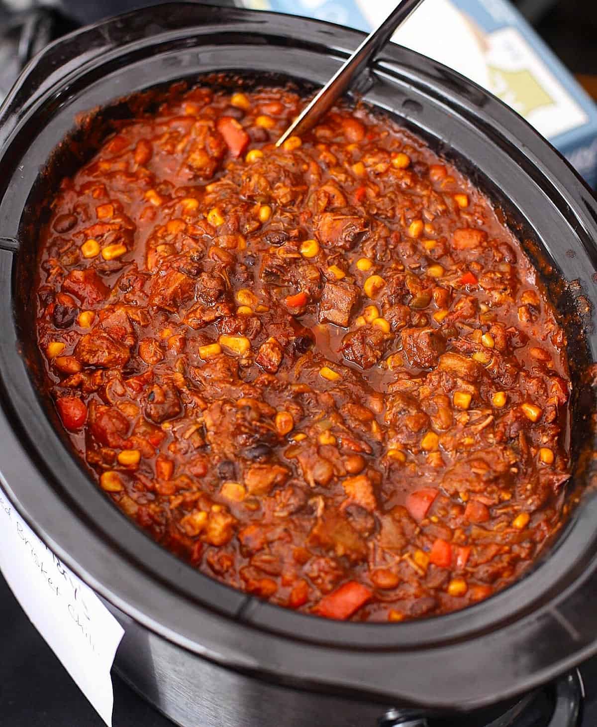 Smoked Brisket Chili in a crockpot