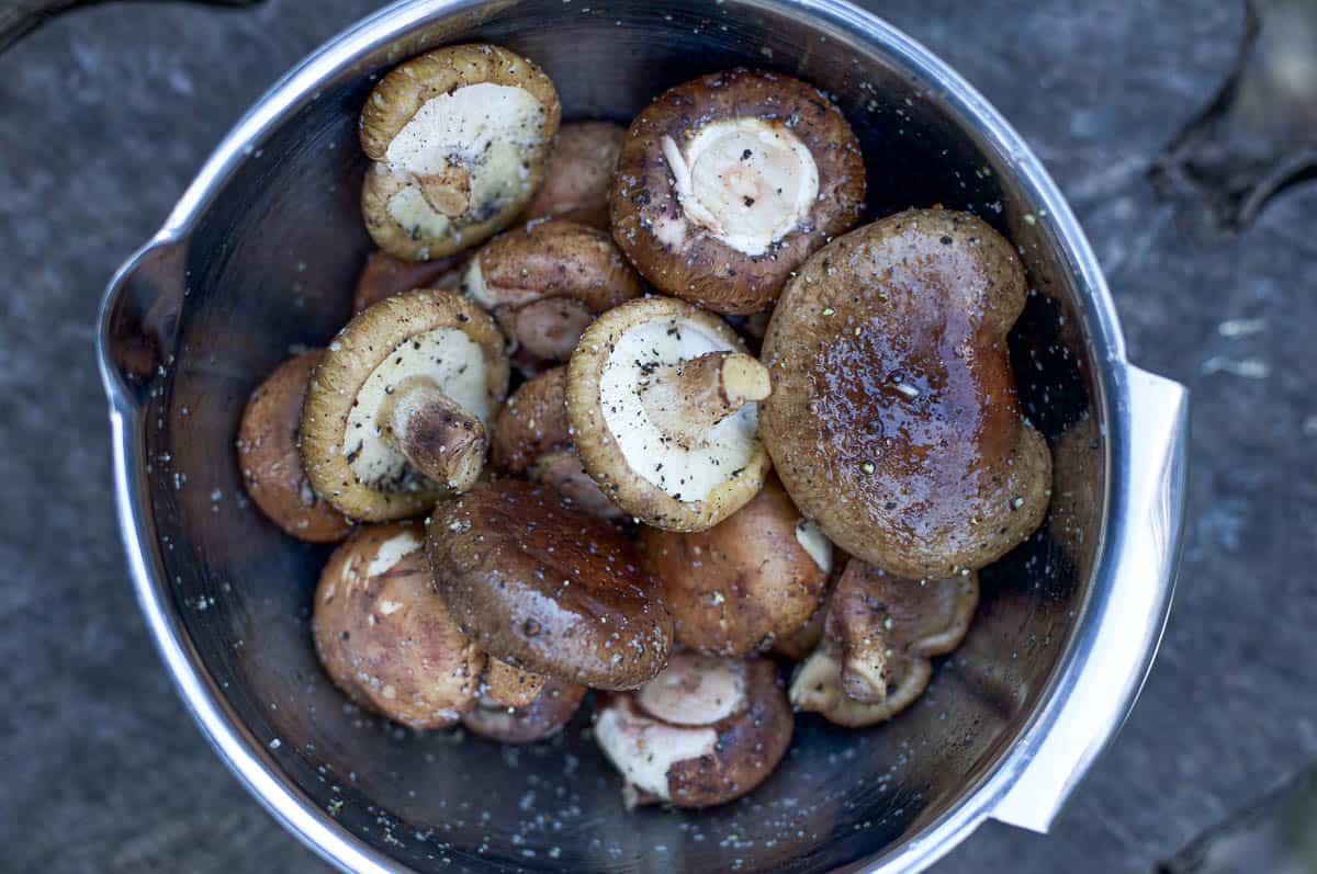 smoked mushrooms in a bowl