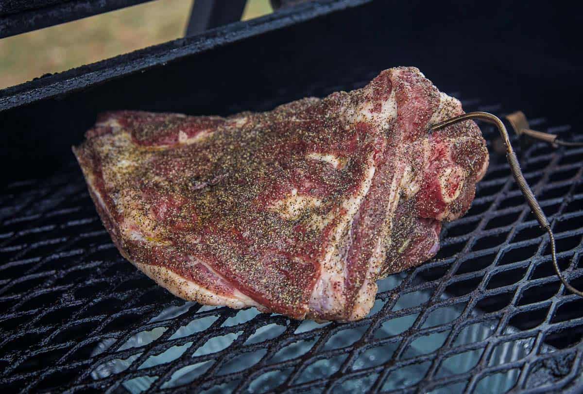 Lamb shoulder on the smoker