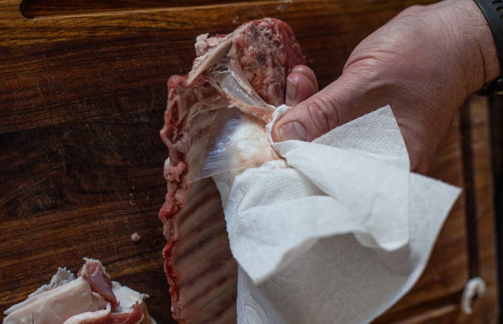 removing silver skin from rack of lamb
