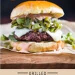 Grilled hatch green chile cheeseburger