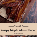 Pieces of Smoked Bacon with Maple Glaze on a serving dish