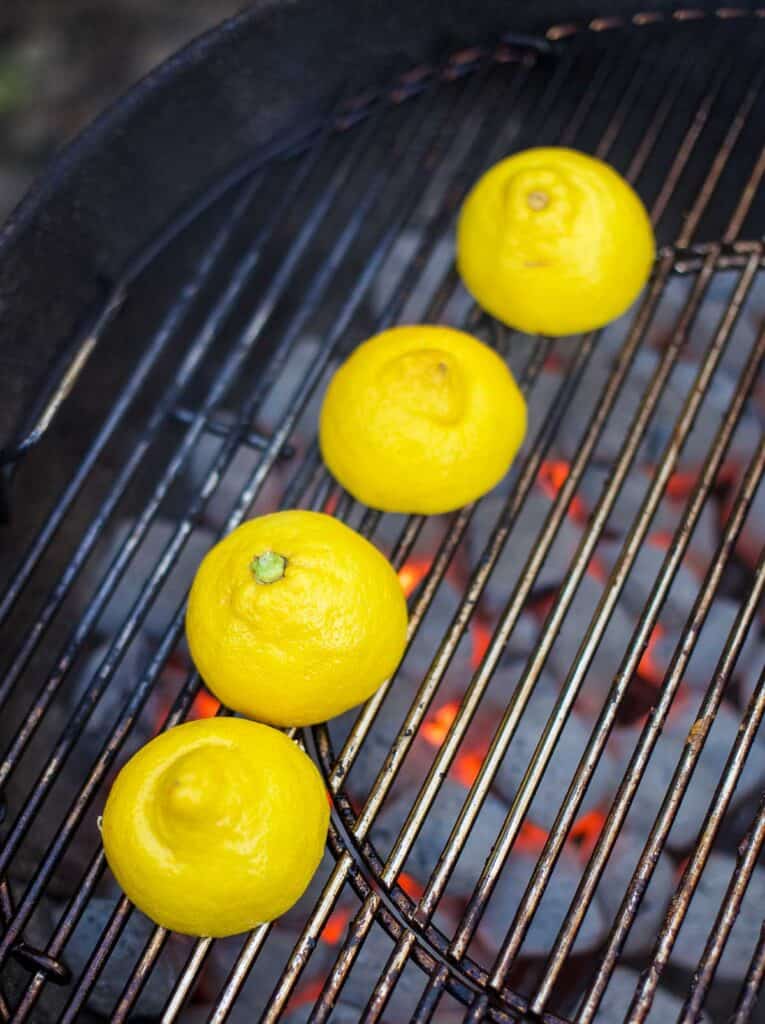 lemon halves on the grill