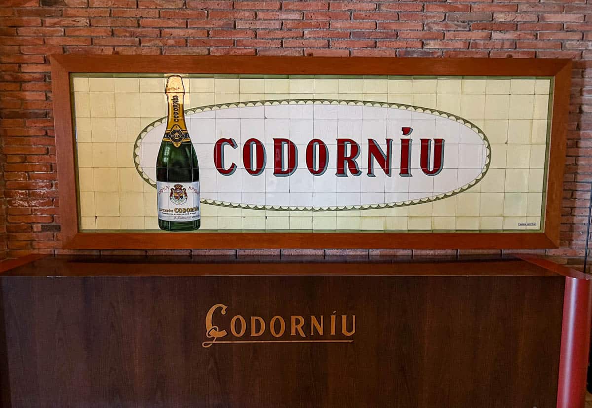 An old Cava Codorníu sign when visiting the Codorníu winery in Spain
