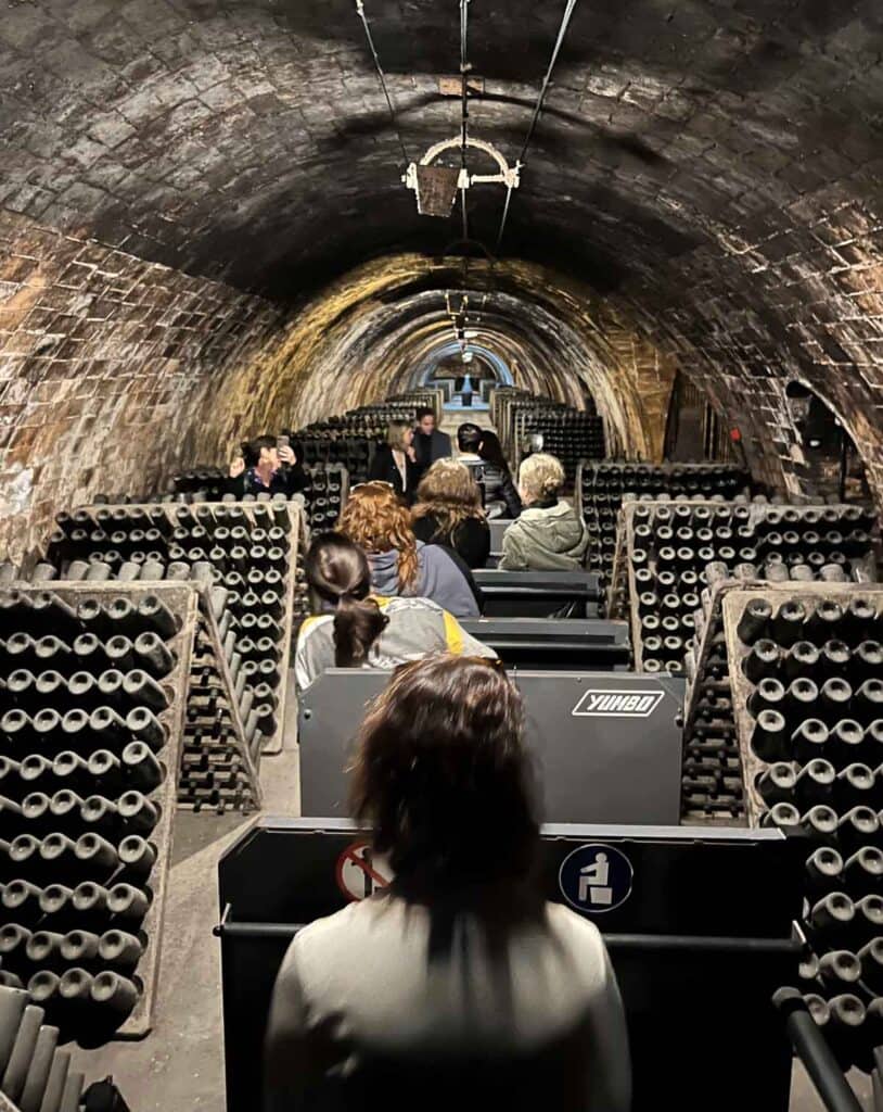 Train tour underground at Cava Codorníu