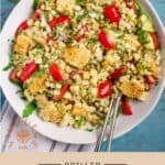 A bowl of grilled corn and poblano salad