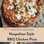 A Neapolitan Style BBQ Chicken Pizza on a serving platter
