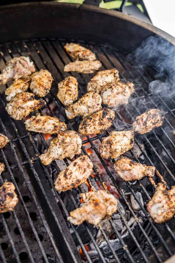 Grilling chicken wings over direct heat