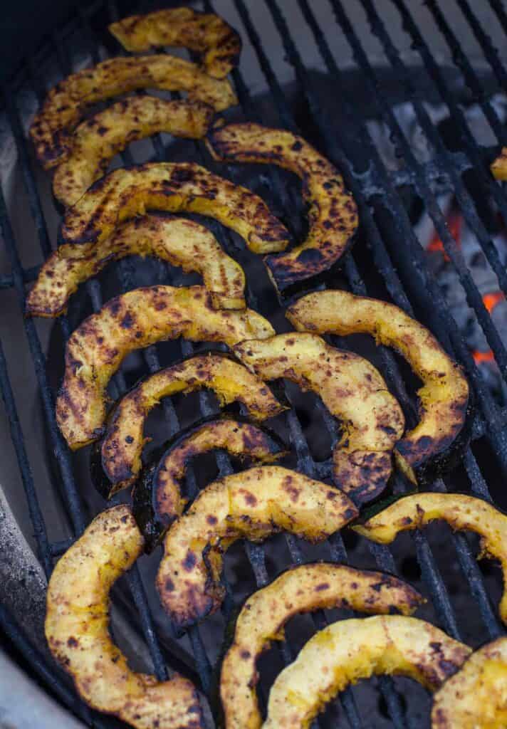 grilling acorn squash over indirect heat