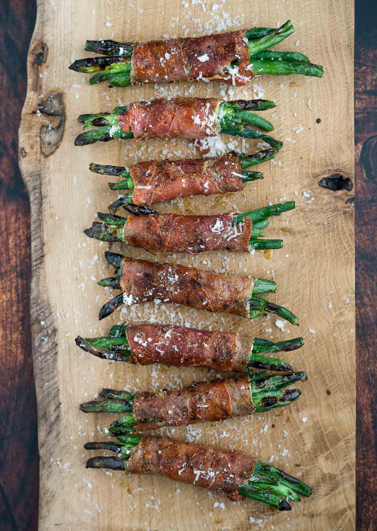 Grilled Green Bundles wrapped in Prosciutto