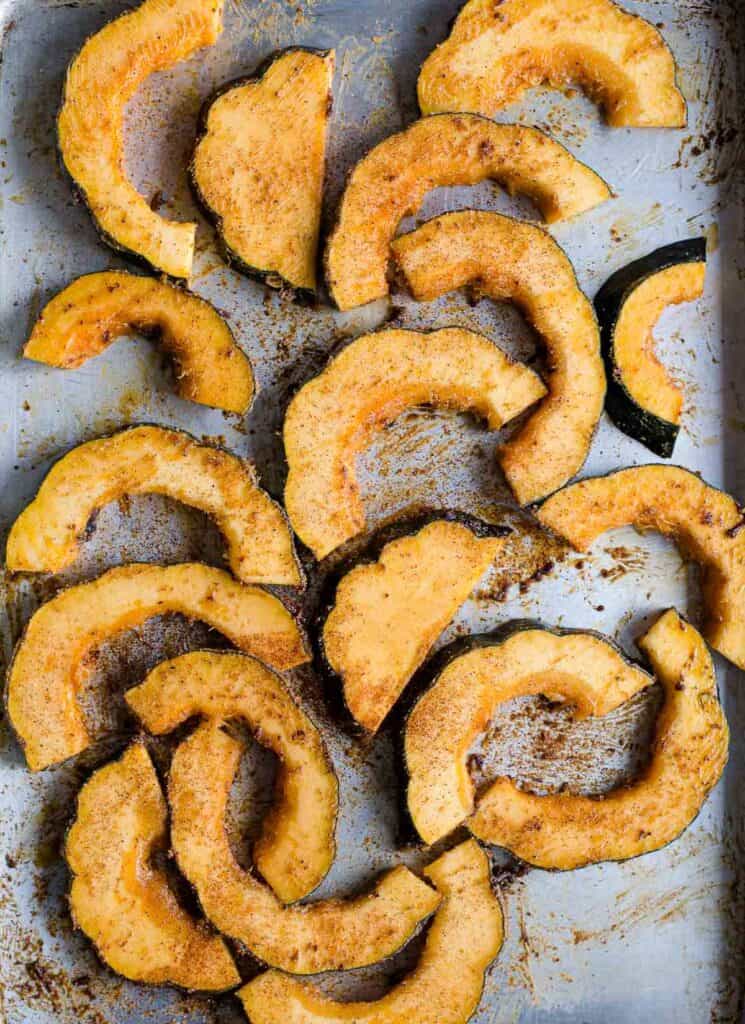acorn squash sliced into 1/2 inch slices and seasoned with a dry rub