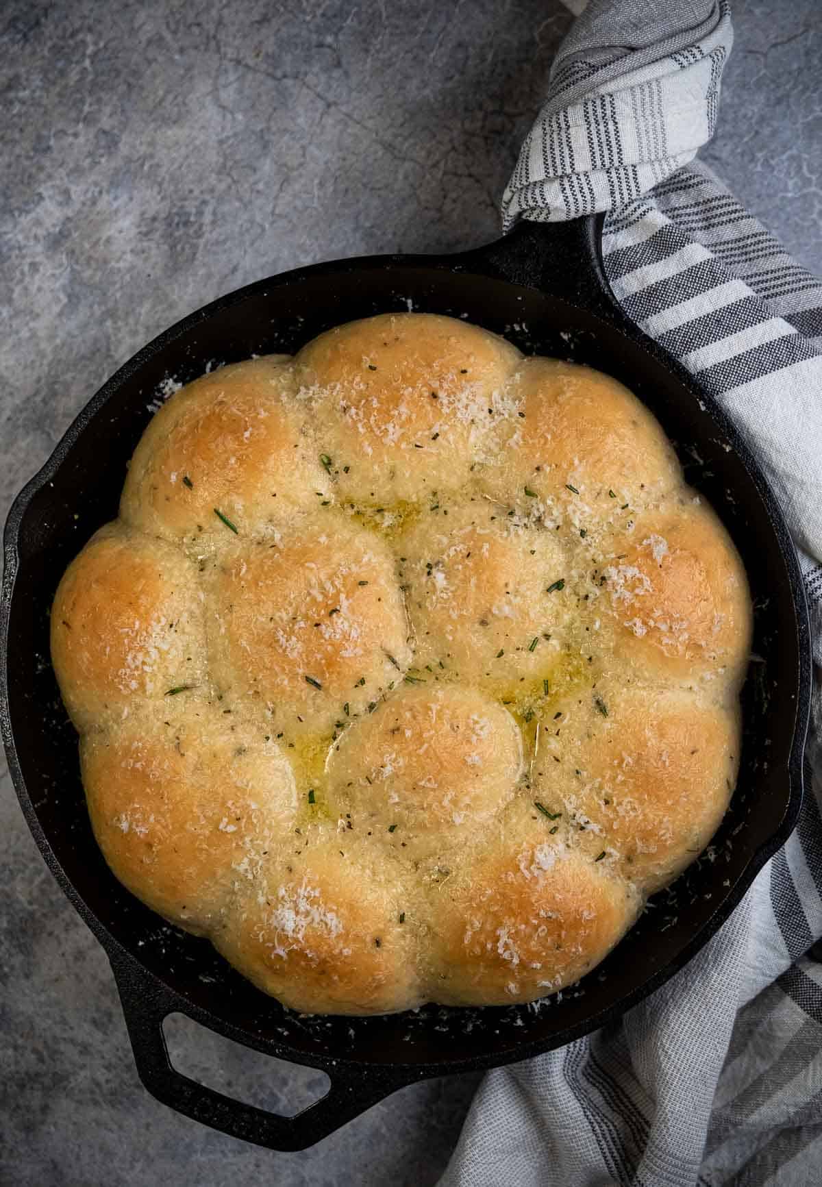 Cast Iron Grilled Homemade dinner rolls.