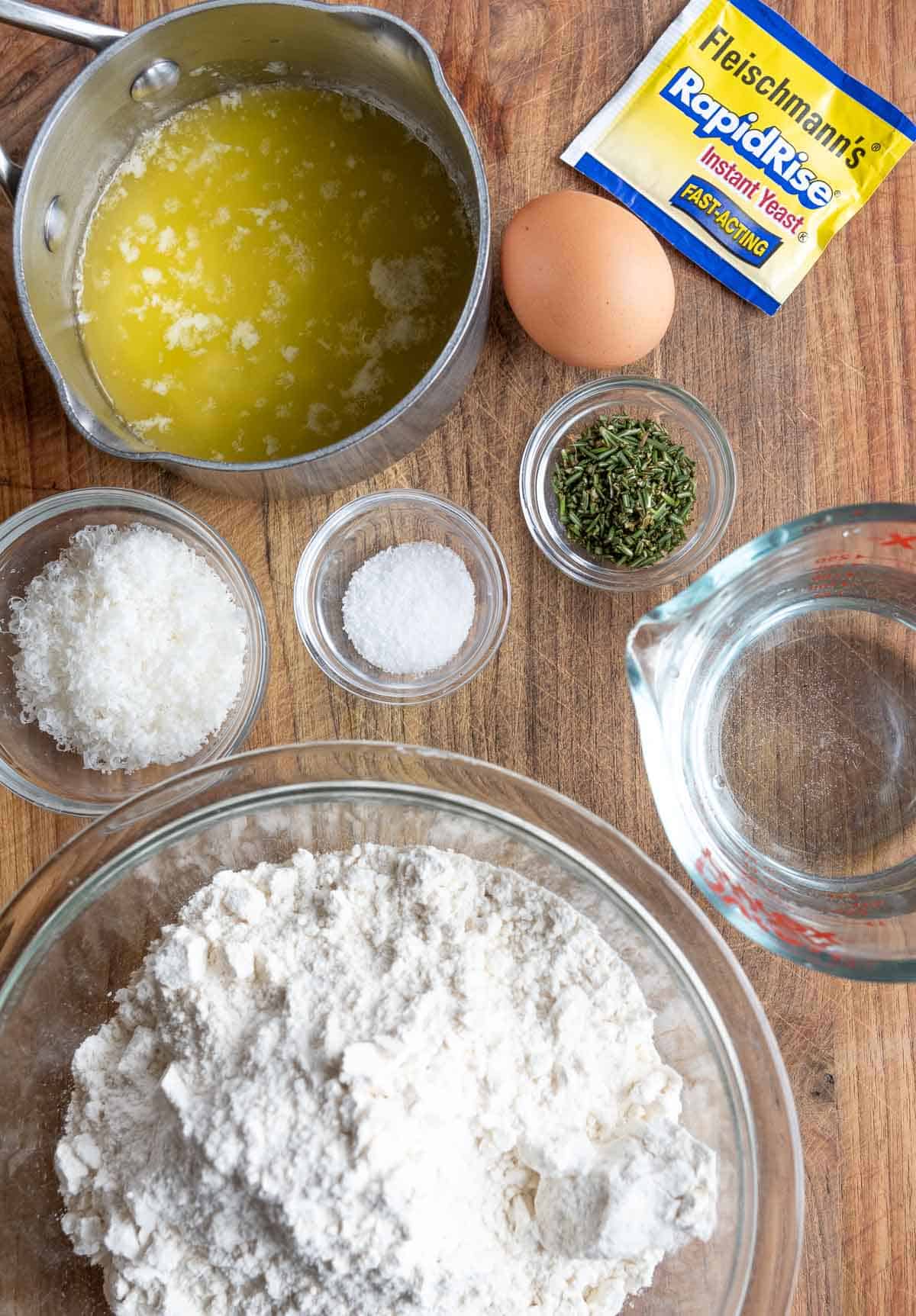 Photo of ingredients for quick-rise dinner rolls we will use for grilled dinner rolls.