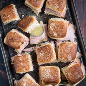 Grilled Ham and Cheese Sliders on a sheetpan