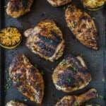 Perfect grilled chicken pieces on a platter