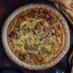 Grilled Ham and Cheese Quiche on a serving platter