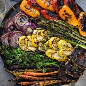 A platter of grilled vegetables