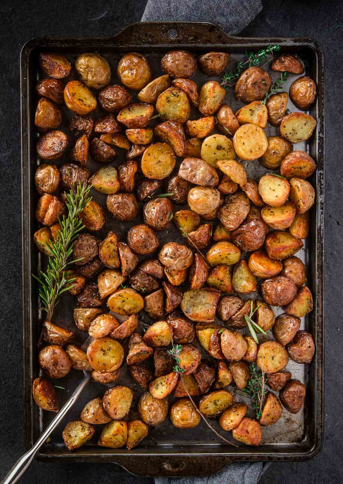 Crispy Roasted Breakfast Potatoes on a sheet pan