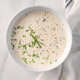 Homemade Buttermilk Ranch Dressing in a white bowl