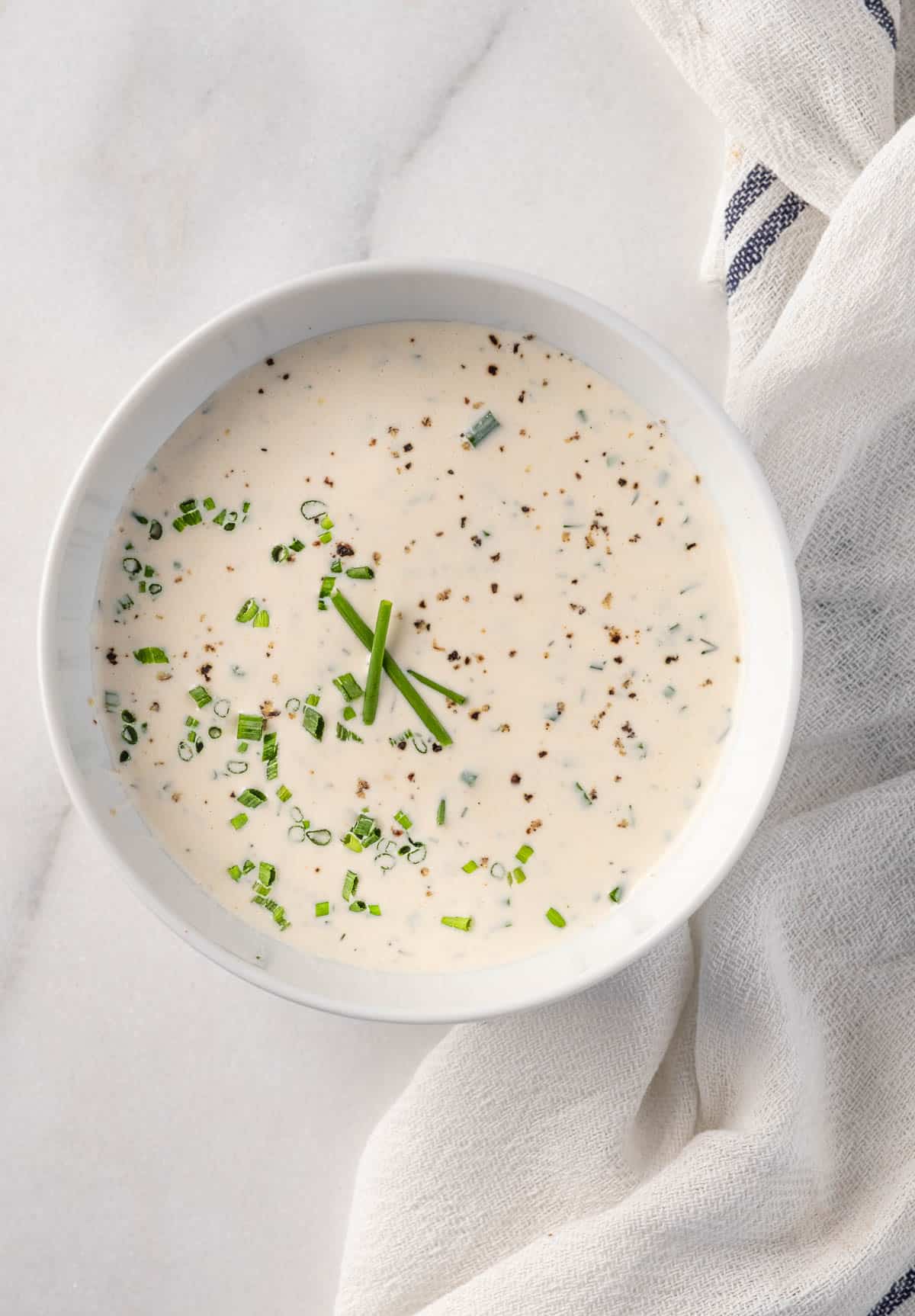 A bowl of homemade buttermilk ranch dressing