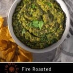 Pinterest Pin of green chile hatch salsa.