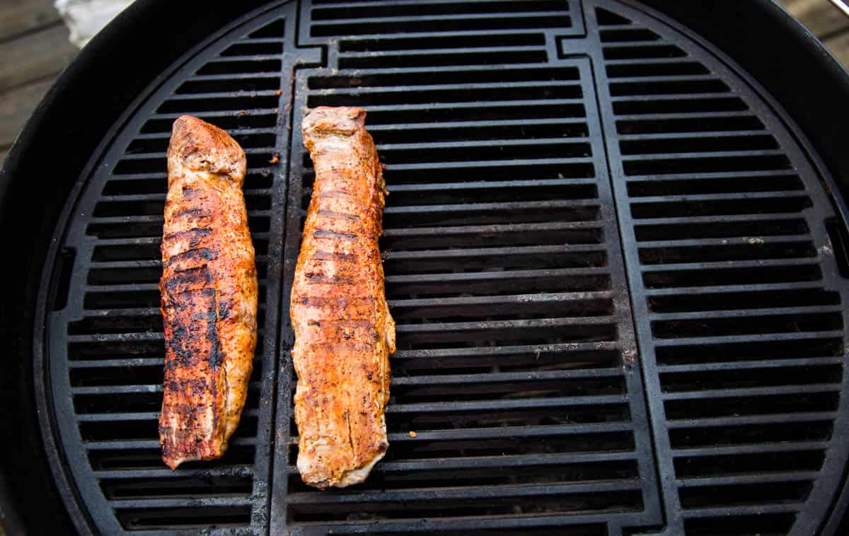 Pork Tenderloin cooking on the grill.
